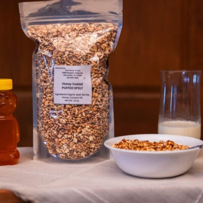 Honey Coated Puffed Spelt bag from Feel Better Foods